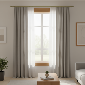 Tringle à rideau simple Vianney, grande taille, en bambou rond, style classique, pour salon, sans supports muraux inclus - Product Image 2