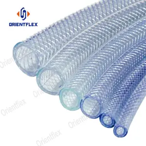 Tubo de manguera de agua de pvc de vinilo trenzado de fibra de plástico de 1 pulgada y 2 pulgadas de calidad alimentaria