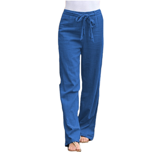 Pantaloni Estivi da Donna in <span class=keywords><strong>Lino</strong></span> e Cotone Traspirante, <span class=keywords><strong>Vita</strong></span> <span class=keywords><strong>Alta</strong></span>, Gamba Larga, Stile Vintage Tie-Dye con Elastico in <span class=keywords><strong>Vita</strong></span> - Product Image 3