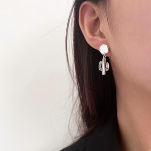 S925 Sterling <b>Silver</b> Cactus Drop Earrings For Women Everyday Wear Plant Shape <b>Stud</b> Earrings Simple Unique Design - Product Image 4