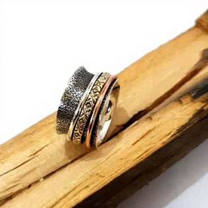 High Quality 925 Sterling Silver Trendy 3 Tone <b>Spinner</b> <b>Ring</b> Handmade Jewelry for Anniversary Wedding Party IGI Certified - Product Image 3