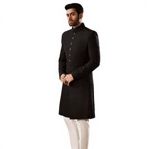Sherwani élégant et raffiné avec broderie, chaussures assorties, magnifique ensemble de mariage pour occasions spéciales - Product Image 3
