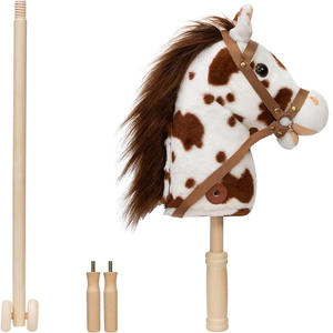 A961 Stick Hobby Horse artesanía de felpa con ruedas de madera sonidos reales al galope niños pequeños OEM venta al por mayor Hobby Horse - Product Image 4