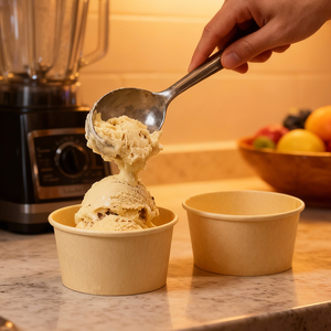 Gobelet en papier kraft écologique durable de haute qualité, imprimé sur mesure, 3 oz, 4 oz, 6 oz, 12 oz, pour l'emballage de la crème glacée - Product Image 1