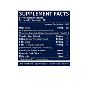 Cápsulas Premium para Dormir Profundamente con Melatonina, Magnesio Glicinato, <span class=keywords><strong>L</strong></span>-Teanina, B6, 5HTP, GABA y Ashwagandha para Adultos - Product Image 4