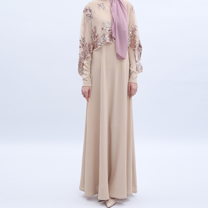 LEDUO new sequin embroidery satin lace <b>cape</b> abaya long sleeve muslim women's abaya dresses - Product Image 1