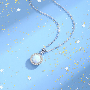 Fashion Trendy Exquisite S925 Sterling Silver 18K Gold Plated Blue <b>Opal</b> Pendant <b>Necklaces</b> Women Engagement Wedding Jewelry Gift - Product Image 4