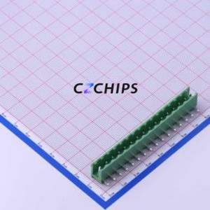 KF2EDGR-5.0-16P Plug-in Terminal Block Bent Lead Through Hole,P=5mm Connector Board-to-Board / Socket - Open 1x16P 5mm Green - Product Image 1