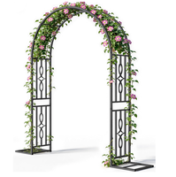 Arche de jardin en métal, treillis de jardin robuste pour plantes grimpantes, avec base élargie pour arches de mariage et fêtes