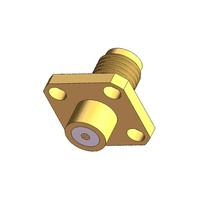 Conector Hembra SMA de Montaje con Brida de 4 Orificios, Serie KFD, 50 Ohm, 18 GHz, de Latón y Acero Inoxidable