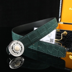 Ceinture de luxe pour homme en cuir de crocodile, cuir de crocodile du Nil teinté à l'eau et givré, style designer en argent sterling 925 - Product Image 1
