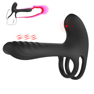 Shand Frank cincin silikon uniseks, cincin ganda pengunci dengan stimulasi tiga titik Masturbator pria - Product Image 6