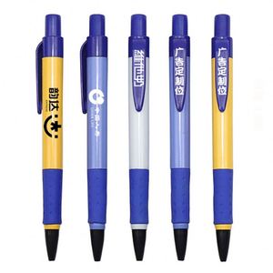 Two Tone Split Body Rubber Grip Plastic Click Ballpoint <b>Pen</b>, Custom Logo Retractable Advertising <b>Pen</b> - Product Image 2
