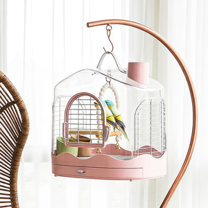 Yüksek Kaliteli Çevre Dostu Hafif Taşınabilir Şeffaf Nefes Alabilen Plastik Kuş Papağan Kafesi Evcil Hayvan Taşıyıcısı Büyük Kapasiteli - Product Image 2