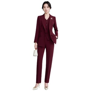 Women's White Suit Set Slim Fit Polyester Worsted Anti-Wrinkle For Commute - Product Image 5