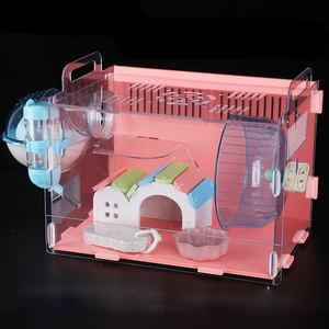 Hamster portable Transparent de grande taille, maison de hamster à <span class=keywords><strong>trois</strong></span> couches, avec roulettes, château coloré - Product Image 5