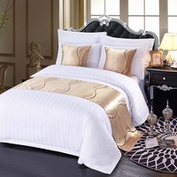 Vente en gros d'usine, linge de lit d'hôtel, rayé blanc, housse de couette 100% coton avec taie d'oreiller pour hôtel 5 étoiles