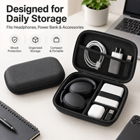 Nouveauté : Étui de transport rigide en EVA résistant aux chocs avec poignée, pochette de rangement compacte pour écouteurs et batteries externes