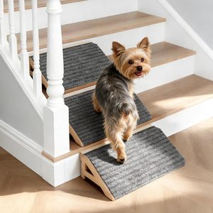 Rampa de madera para perros, ayuda para subir escaleras en interiores, escalera portátil para perros pequeños, soporte seguro antideslizante - Product Image 1