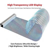 Écran LED flexible transparent P6.25 P8 P10, autocollants en verre, incurvés, pliables, transparents, pour façade de bâtiment en verre