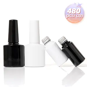 Venda direta da fábrica recipientes de vidro de Gel UV 8ml branco preto garrafa de esmalte de Gel vazio com tampa de escova