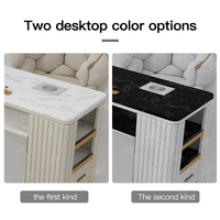 Table de manucure Turri moderne avec aspirateur, support métallique, bureau à ongles et ensemble de chaises en velours hollandais pour usage en centre commercial