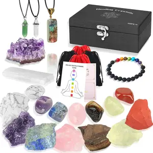 Customized High Quality Nature Crystals and Healing Chakra Stones Set in Gift Box