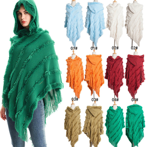 Nouvelle <span class=keywords><strong>cape</strong></span> d'automne et d'hiver européenne et américaine pull à capuche de couleur unie pour femmes pull tricoté <span class=keywords><strong>cape</strong></span> châle - Product Image 5