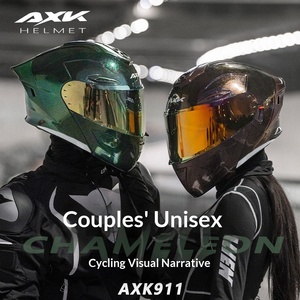 Casco de Motocicleta Abatible con Certificación 3C/DOT/GB811-2022A, Doble Visera, Diseño Camaleón con Luz Azul, Ajuste <span class=keywords><strong>Universal</strong></span> para Todas las Estaciones, para Hombres y Mujeres - Product Image 2