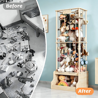 Organisateur de rangement pour animaux en peluche, zoo en bois massif pour animaux en peluche avec coffre à jouets, grand support pour jouets en peluche, support pour animaux en peluche