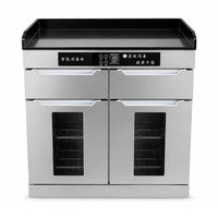 Gabinete de Acero Inoxidable para Encimera, Gabinete Inteligente de Desinfección con Doble Cajón y Puertas de Vidrio para Tazas, Platos y Vajilla