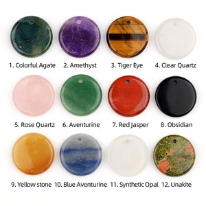 <span class=keywords><strong>Pierre</strong></span> précieuse <span class=keywords><strong>naturelle</strong></span> Wafer énergie sculpté écologique pendentif 30mm lettrage bijoux à bricoler soi-même accessoires ornements en gros - Product Image 3