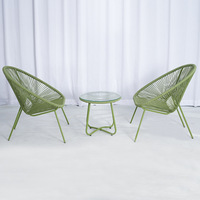 Ensemble de table et chaises de jardin en métal moderne, léger et durable, avec structure en métal et rotin PE, résistant aux intempéries et aux UV