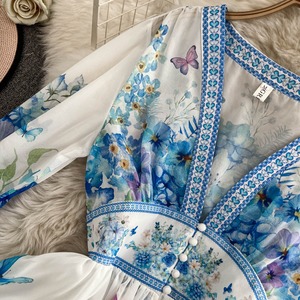 Vendita Diretta dalla Fabbrica 2026 <span class=keywords><strong>Elegante</strong></span> Abito Lungo da Donna, Vestito da Sera Stampato <span class=keywords><strong>con</strong></span> <span class=keywords><strong>Scollo</strong></span> a V Profondo e Fibbia, Design Lungo e Snellente - Product Image 5