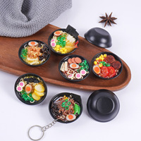 Fideos de comida japonesa llavero simulación Ramen cuenco colgante fideos pierna de pollo fideos colgante DIY basura casos Decoración
