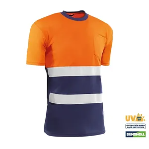 T-shirt - HV731BCAZUL S Eire - Colore: Arancione fluorescente/blu - Strisce riflettenti sul petto. Questo - Product Image 1