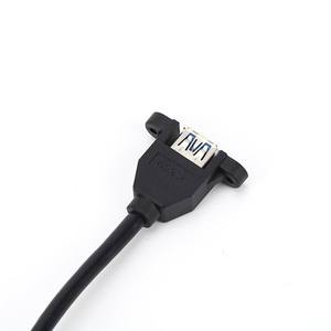 Cable de Extensión de Datos USB 3.0, 90 Grados, Macho a Hembra, Montaje en Panel con Tornillos, Blindaje Trenzado para Transferencia de Datos de Computadora - Product Image 2