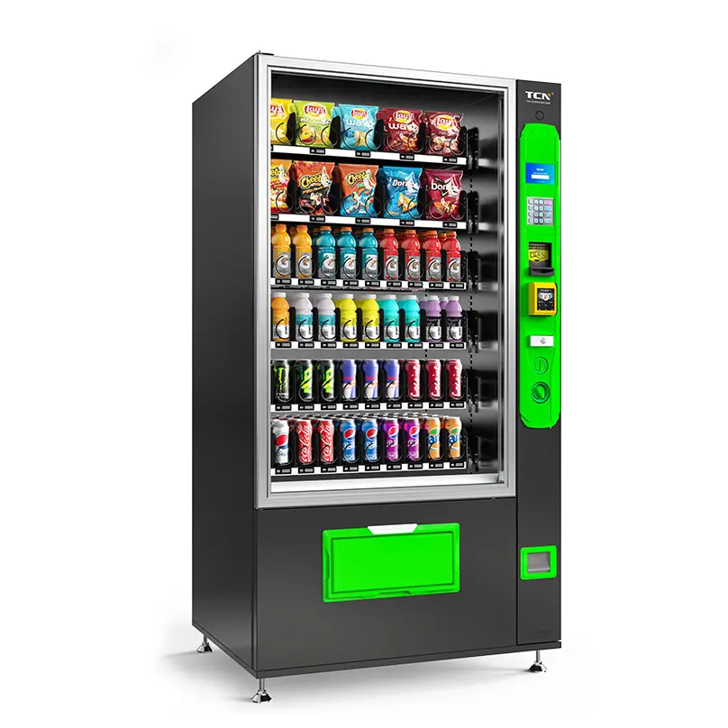 TCN Self Touch Screen Drink Snack Vending Machine USA Banknote Vending Machines Black Vending Machine