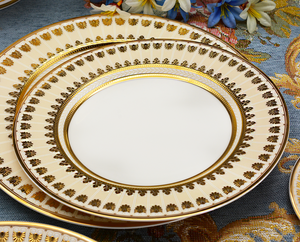 Lot de 4 assiettes à bord doré, vaisselle de restaurant, ensembles de vaisselle domestique, assiettes en <span class=keywords><strong>porcelaine</strong></span> et céramique avec bols, services de table – Offre spéciale - Product Image 5