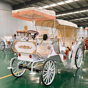 Charrette électrique à 4 roues, alimentée par batterie, style chariot de chevaux vintage, pour visites touristiques et événements de mariage - Product Image 3