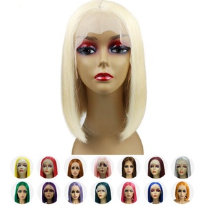 Peluca de Cabello Humano 100% Natural, Peluca Corta con Frente de Encaje, Peluca Bob Rubia con Línea de Cabello Pre-Desplumada para Mujeres Negras, Cabello Largo en las Puntas - Product Image 3