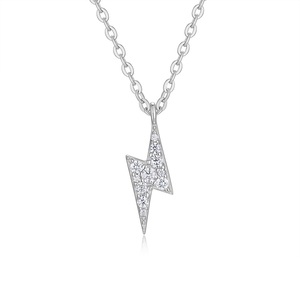 Collier pendentif éclair en moissanite en argent sterling 925 minimaliste, testé au diamant, pour un usage quotidien décontracté - Product Image 1