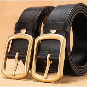 Ceinture Homme en Cuir Véritable Style Coréen Tendance et Polyvalente avec Boucle en Alliage Article Phare TikTok Décontractée pour la Jeunesse - Product Image 1