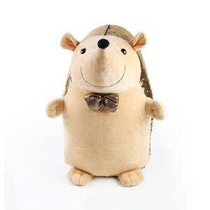 Coussin en tissu à paillettes dorées à pression, motif hérisson, réversible, en peluche, jouet animal - Product Image 3