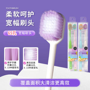 Lot de 2 brosses à dents à poils doux pour adultes, tête large à 65 trous haute densité, Dopamine, pour usage domestique, achats en ligne, supermarchés - Product Image 3