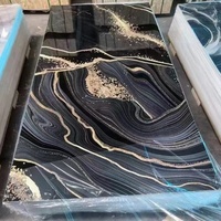Panneau mural autocollant décoratif à motif personnalisé, panneau mural intérieur brillant en PVC effet marbre, protection UV