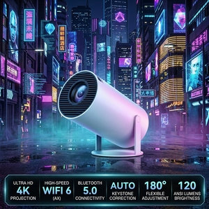 Projecteur portable HY300Pro HY300 avec WiFi, mini <span class=keywords><strong>cinéma</strong></span> maison intelligent, écran LCD, vidéo 4K, projecteur Android, Proyector - Product Image 2