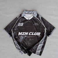 Maillot de football vintage MZN CLUB 88 imprimé toile d'araignée pour homme, coupe oversize, streetwear, délavé à l'acide, 100 % polyester tricoté