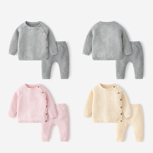 새로운 가을/겨울 캐주얼 스웨터 바지 어린이 한국 아기 니트 면 긴팔 가을 옷 - Product Image 1