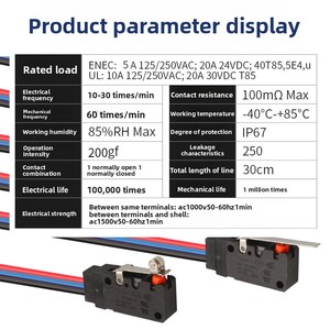 Водонепроницаемый микропереключатель IP67 с длинным прямым рычагом-шарниром, 10А 250В, нормально открытый, 3 контакта, для Arduino и электроники - Product Image 3